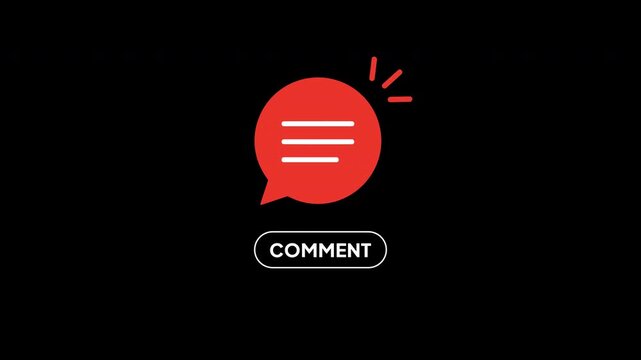 A high quality 4k animation of a comment bubble button appearing for web site and mobile app user interface elements