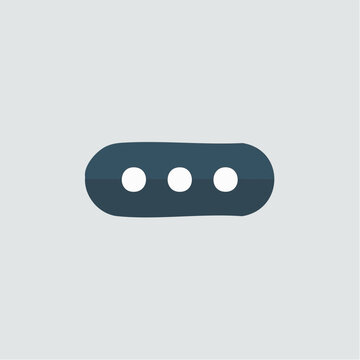 A minimalist graphic icon features three white dots horizontally aligned inside a dark.