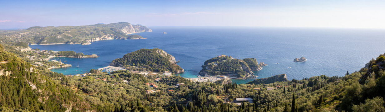Looking down to Paleokastritsa on the island of Corfu, Greece