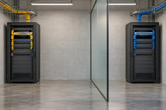 Separated Industrial Network Cabinets in a Utility Room