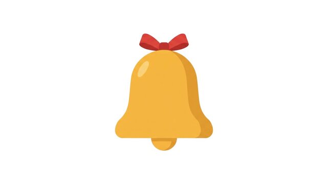 A simple flat vector illustration of a golden Christmas bell with a red bow.