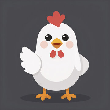 Biomechanical Cartoon Chicken. Cartoon Chicken Pointing At Camera, Simple Gradient Clip Art Illustration With All Layers Merged