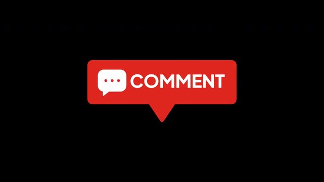 Smooth 4K motion graphic of a comment bubble button appearing and pulsing for social media interface interaction.