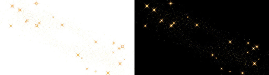 Golden Star Sparkle glittering magic dust trail scatter design for use with PNG, Transparent and Black Background Versions © Guddoo