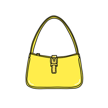 Yellow shoulder bag vector, women fashion purse icon