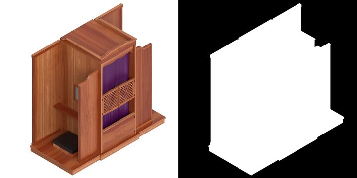 3D rendering illustration of a Confessional