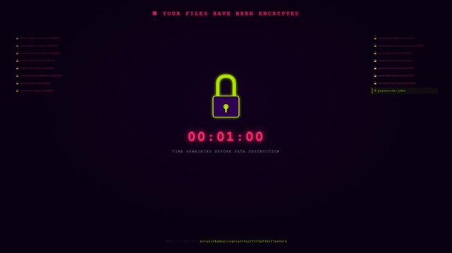 Ransomware Lock Screen with Encrypted Files Countdown