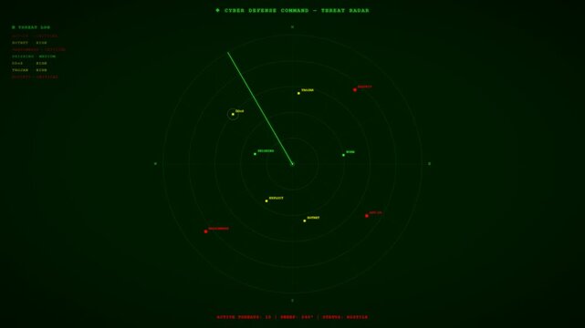 Cyber Defense Radar Sweeps Across Labeled Threat Indicators
