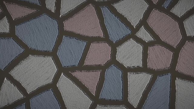 Mosaic stone pattern background animation of textured rock tiles loop
