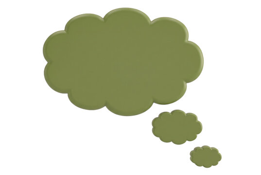 Three dimensional olive green thought bubble icon