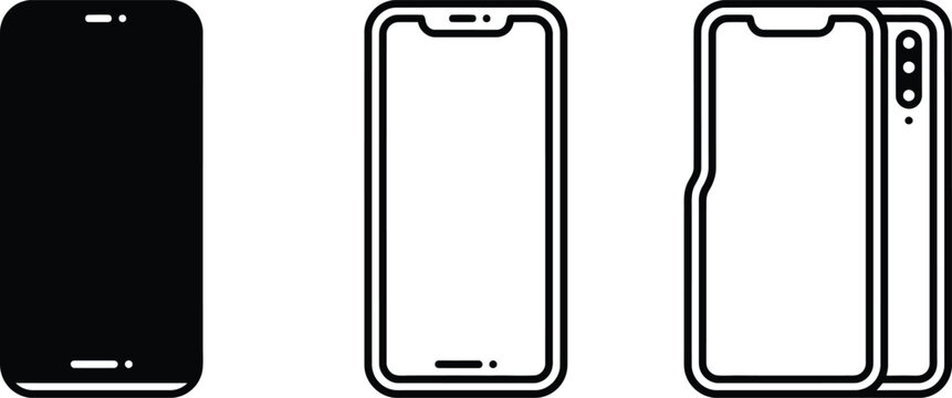 Adobe Illustrator Artwork Smartphone Mockup Set with Front, Back and Protective Case Templates for Mobile Design