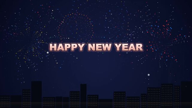 Animated New Year 2027 ball drop countdown celebration with festive fireworks and urban atmosphere for holiday greetings, event openers, social media promotions, television broadcasts, and seasonal an