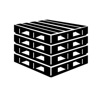 Stack of wooden pallets for shipping and storage on white background