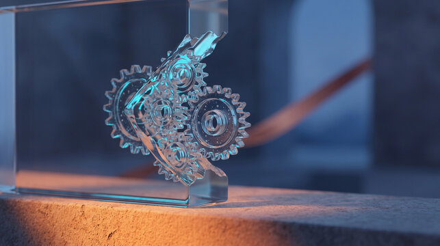 Prismatic twilight wall with delicate spun-glass gearwork