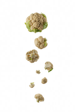 Fresh cauliflower florets png white vegetable png cauliflower pieces png falling food transparent image