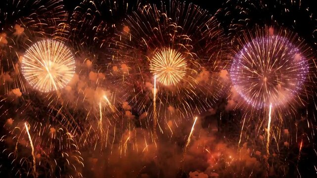 Dense Fireworks Bursting in a Grand Finale Over Night Sky