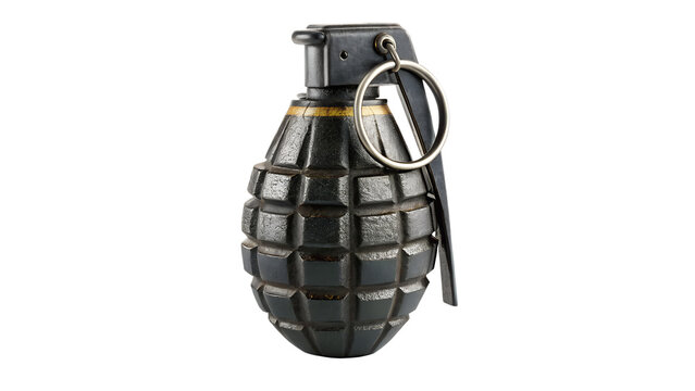 Black Metal Hand Grenade Explosive Military Weapon Front View