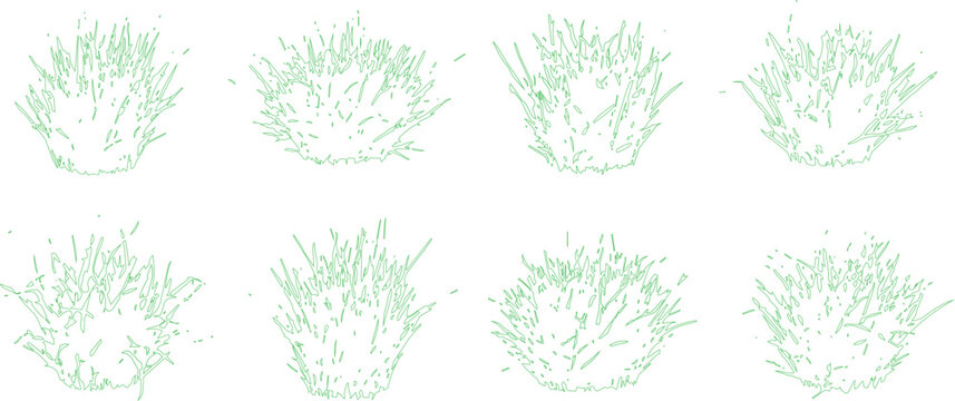 Ornamental Grasses Vector Set, Landscape Plants in Elevation View for Architectural Drawings, CAD Plans and Landscape Design