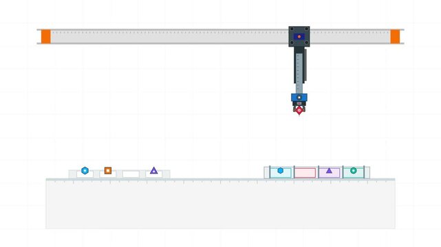 Automated Industrial Gantry Robot Pick and Place Animation