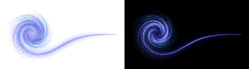 Purple Galaxy Spiral cosmic swirling nebula with comet tail design for use with PNG, Transparent and Black Background Versions © Guddoo
