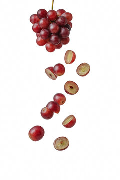 Red grapes png grape bunch png sliced grapes png fresh fruit png falling pieces transparent image