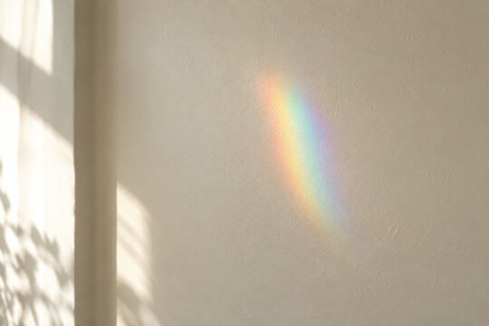 Gentle Prism Rainbow Glowing on Warm Cream Wall