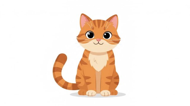 Cute Ginger Cat Illustration: A charming cartoon illustration of a ginger tabby cat with big, expressive eyes and striped fur, sitting attentively.