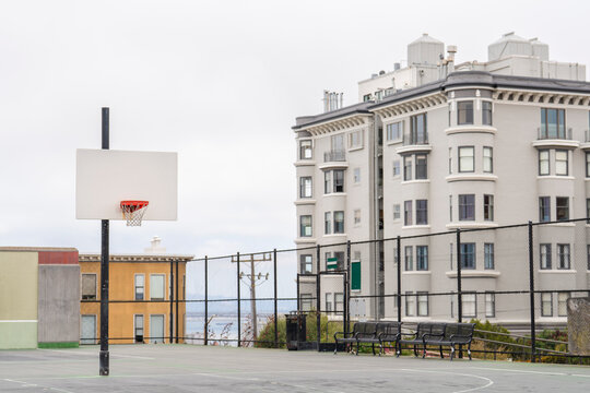 basketball court in city
