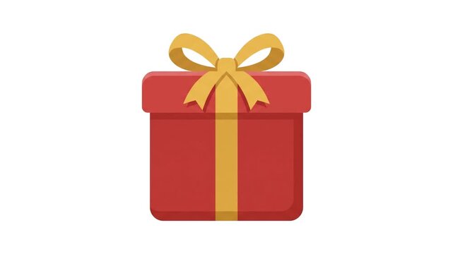 A simple flat vector illustration of a red gift box with a yellow ribbon bow.