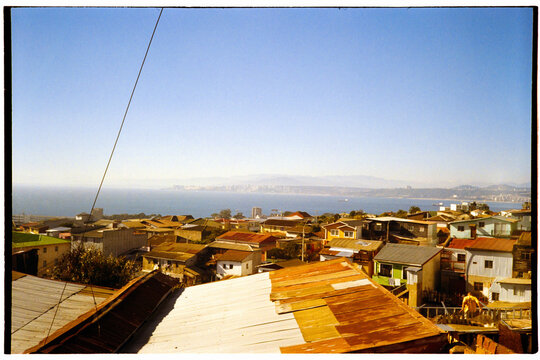 Coastal city neighborhood by the sea