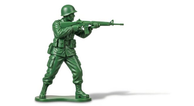 Military Soldier Holding Rifle in Standing Position for Defense and Army Concepts