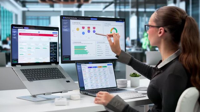 Business Continuity Manager Monitors Real-time Dashboard Ensuring Operational