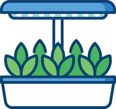 Smart indoor hydroponic garden kit vector illustration isolated on white background compact electrical home planter with full spectrum LED grow light system