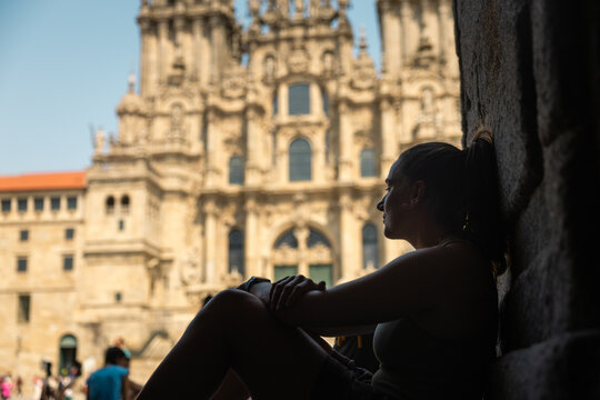 Pilgrim gazing at the cathedral at last