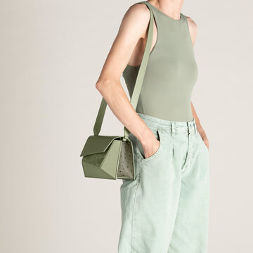 Green Minimal Fashion Outfit With Handbag