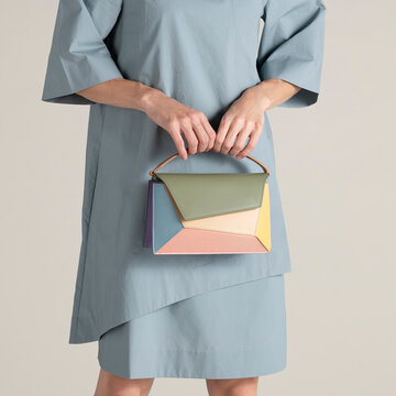 Pastel Handbag Fashion With Hands And Minimal Dress