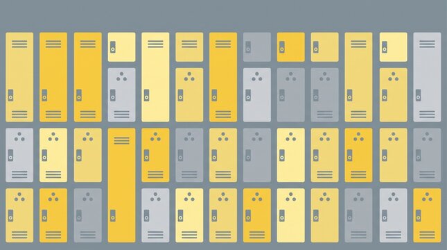 Flat vector style illustration of yellow and grey school lockers pattern