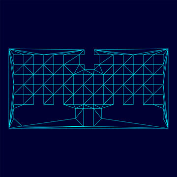 Hospital low poly triangulation triangulated polygonal electric cyan blue vibrant aqua neon color vector illustration image outline contour line