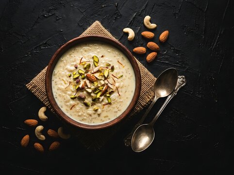 A delectable and creamy shahi tukda a traditional indian dessert is beautifully presented with nuts and a delicate sweetness perfect for festive