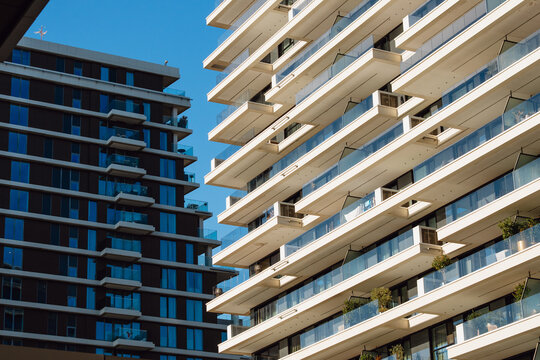 Modern Apartment Blocks in a Blue Sky