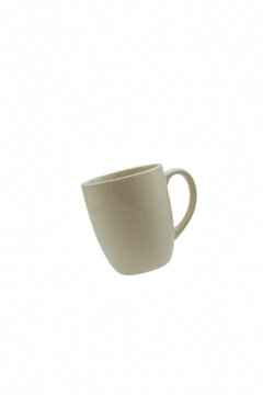 Cream ceramic cup isolated on transparent background.
