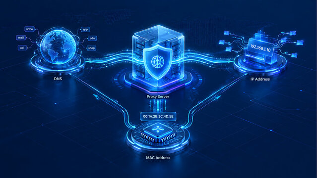 Digital global networking and data routing concept