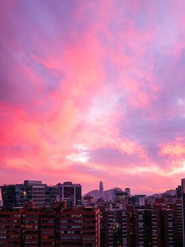 Pink Sunset Over Santiago Skyline
