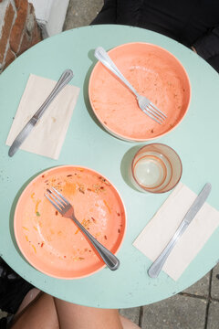 Empty Bowls after Eating at Restaurant