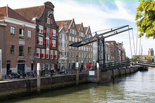 canal houses and drawbridge in Dordrecht