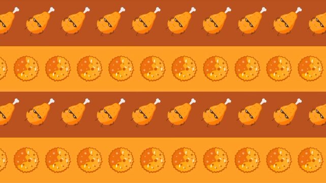 Animated pattern of fried chicken legs