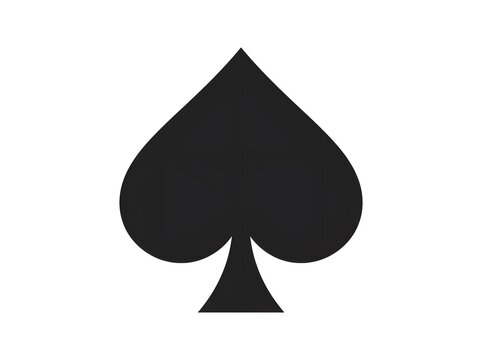 Black spade silhouette on a white background representing playing cards and casino games