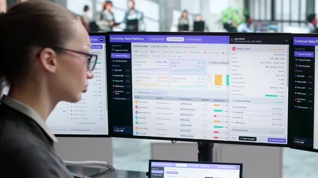 Marketing Analyst Studies Customer Data On Computer