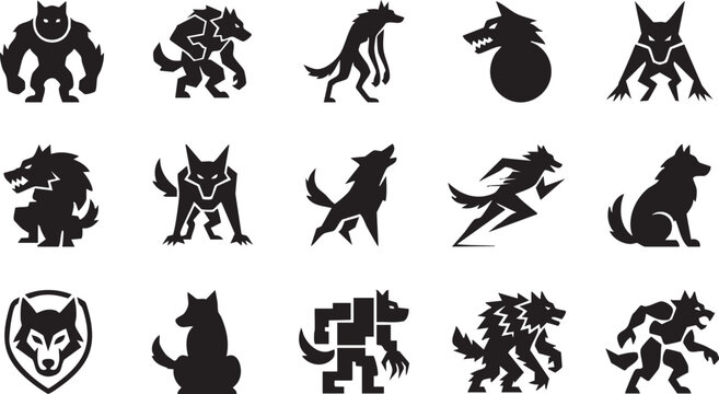 Werewolf Werewolf Silhouette Collection for Fantasy Designs and Horror Themes