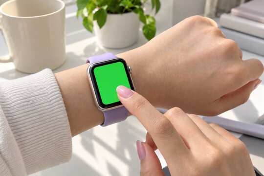 Smartwatch with green screen on wrist